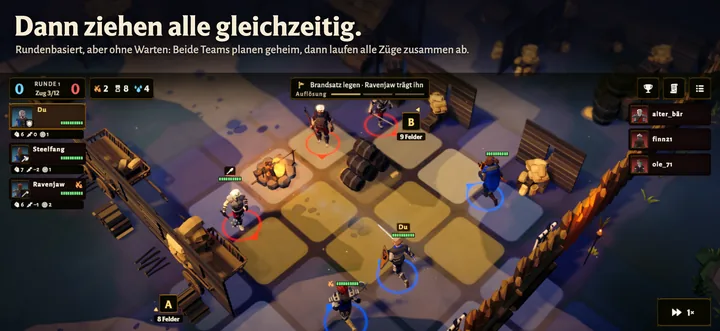 Beide Teams laufen im selben Zug aufeinander zu